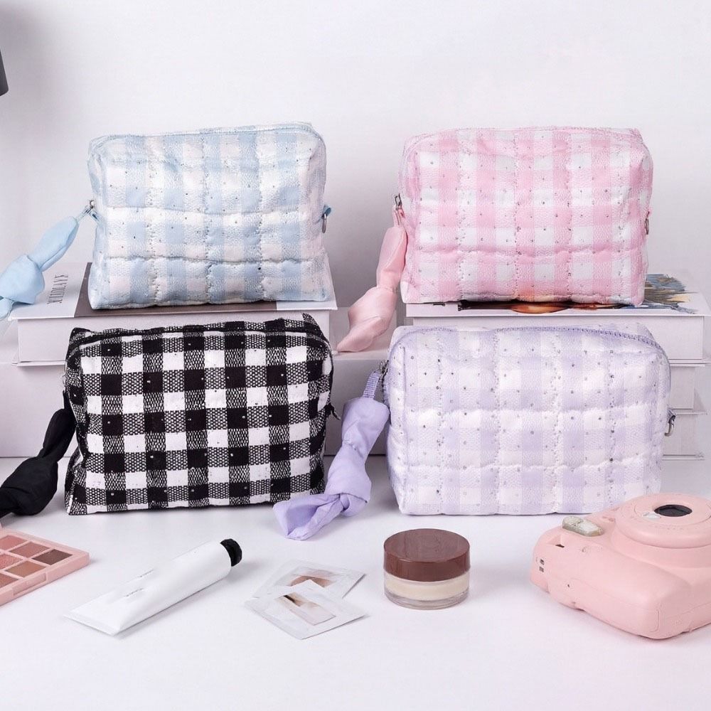 Korean Style Makeup Bag Checkerboard Pattern Pencil Pouch Checkered  Cosmetic Bag  Travel Essential