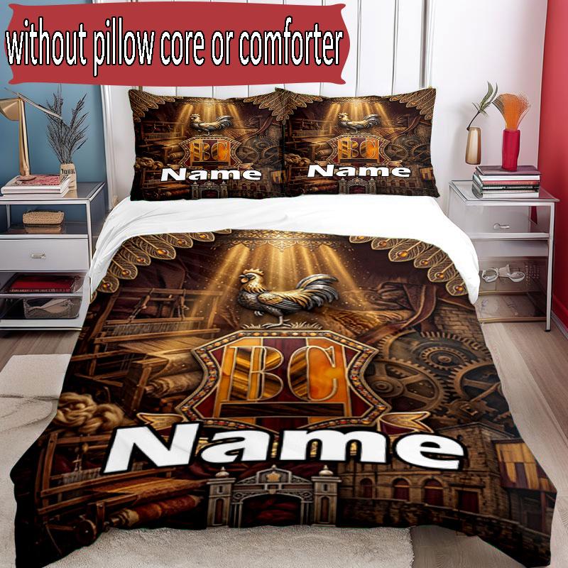 3pcs Duvet Cover Set (1*Duvet Cover + 2*Pillowcase, Without Core), Custom Name Bradford City AFC Pattern Bedding Set, Home Bedroom Decor Gift