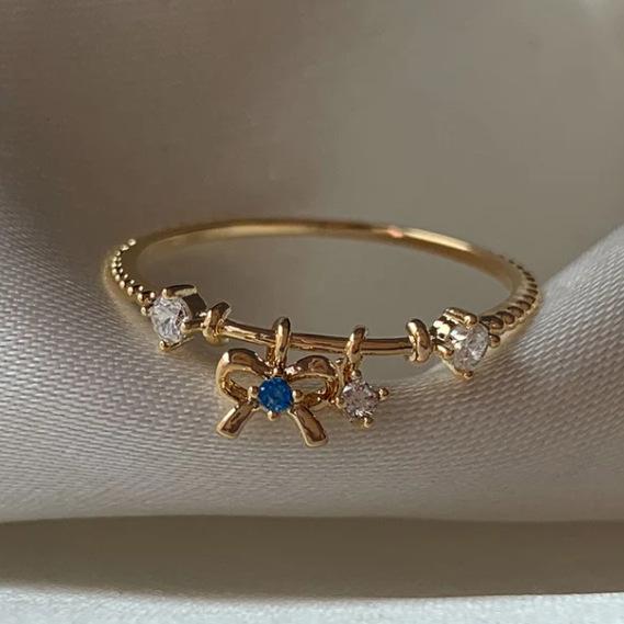New Cute Colorful Zircon Flower Ring For Women Girl Fashion Vintage Zircon Adjustable Rings Jewelry Gift