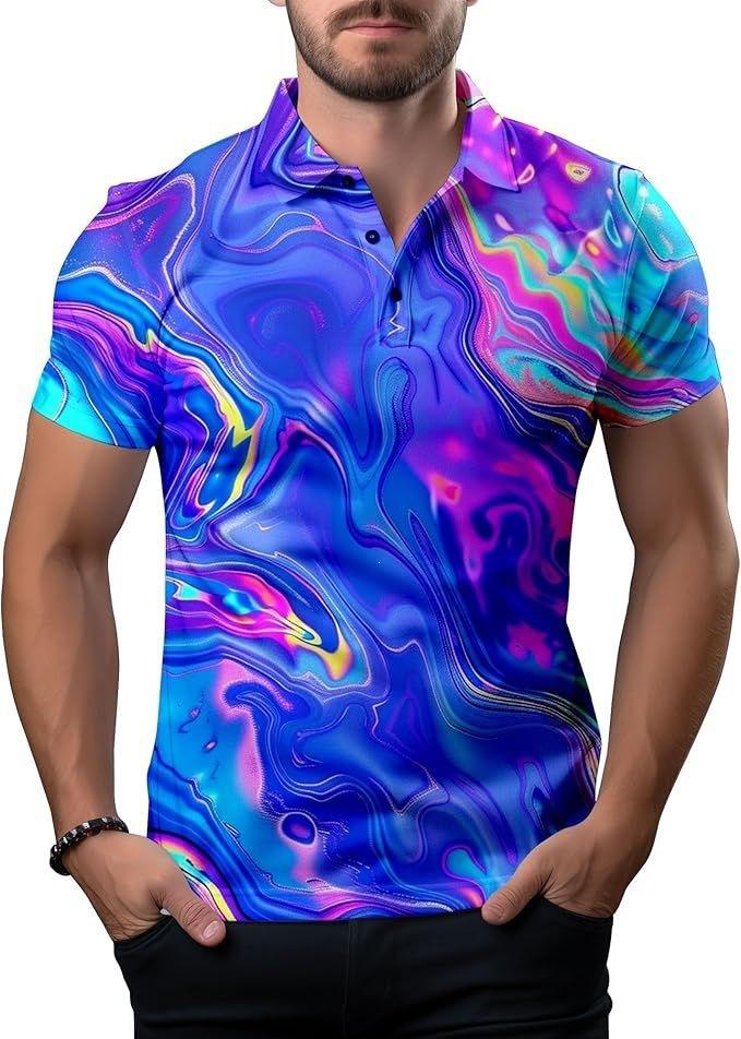 Dinosaur Print Short Sleeve Polo, Stylish Casual Top for Everyday Wear