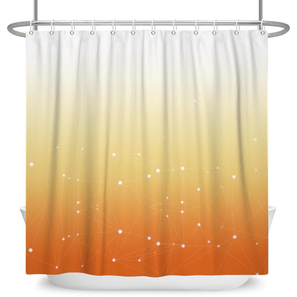 Cortina de ducha Cielo estrellado degradado Estampado de línea geométrica y puntos Cortina de baño impermeable Decoración de baño Tela de poliéster con ganchos
