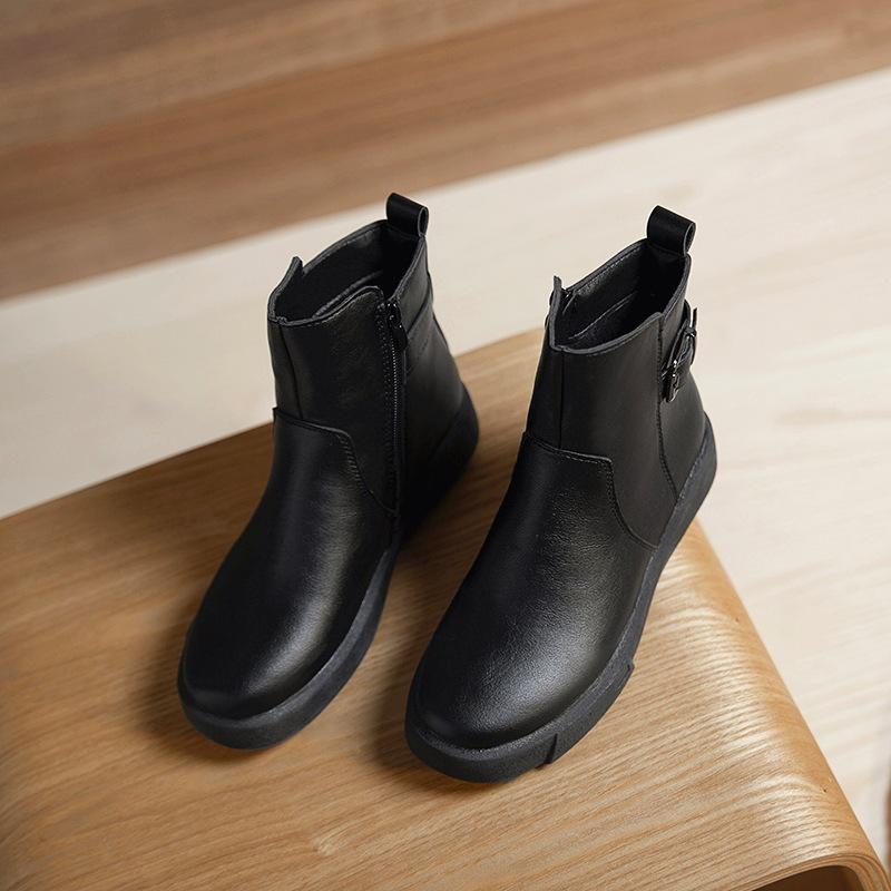 

Large size Martin boots women s British style 2021 autumn and winter new mother short boots comfortable flat bottom velvet women s leather boots 35 чёрный