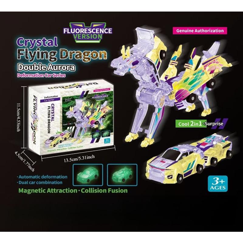 2-in-1 Collision Transformation Dinosaur Car Toy Deer Car Toy |Magnetic Cars Convertible Robot Toys|DinosaurToys for Kids