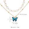 2 Pcs/set Women's Necklace Butterfly-shape Pendant All-match S Pearl Double-deck Necklace set