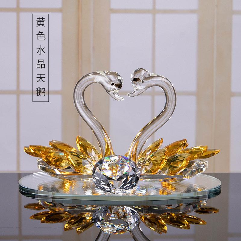 Leichter Luxus und Exquisite Kristallschwan-Ornamente Paar Geschenke, Kunstwerke, Innenraum Foyer, Auto Innenraum Heimdekorationszubehör