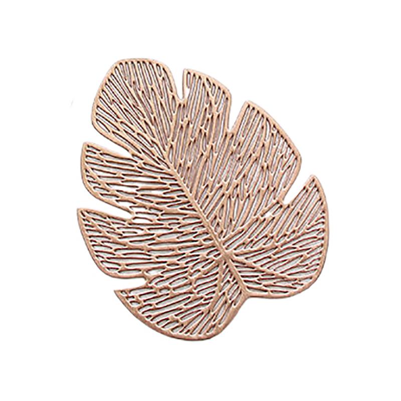 

Pvc Coasters Monstera Leaf Shape Anti-Slip And Heat Insulation Pad For Kitchen Table Table Mat Gold Silver Pad