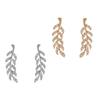Hollow Out Leaves Earrings for Women Trendy Vintage Crystal Ear Studs Unique Designs Silver Golden Color Girl Jewelry