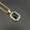Iced Out Small Square Black Crystal Pendant Necklace For Men/Women Bling Rhinestone Hip hop Jewelry With Box Chain Drop Shipping