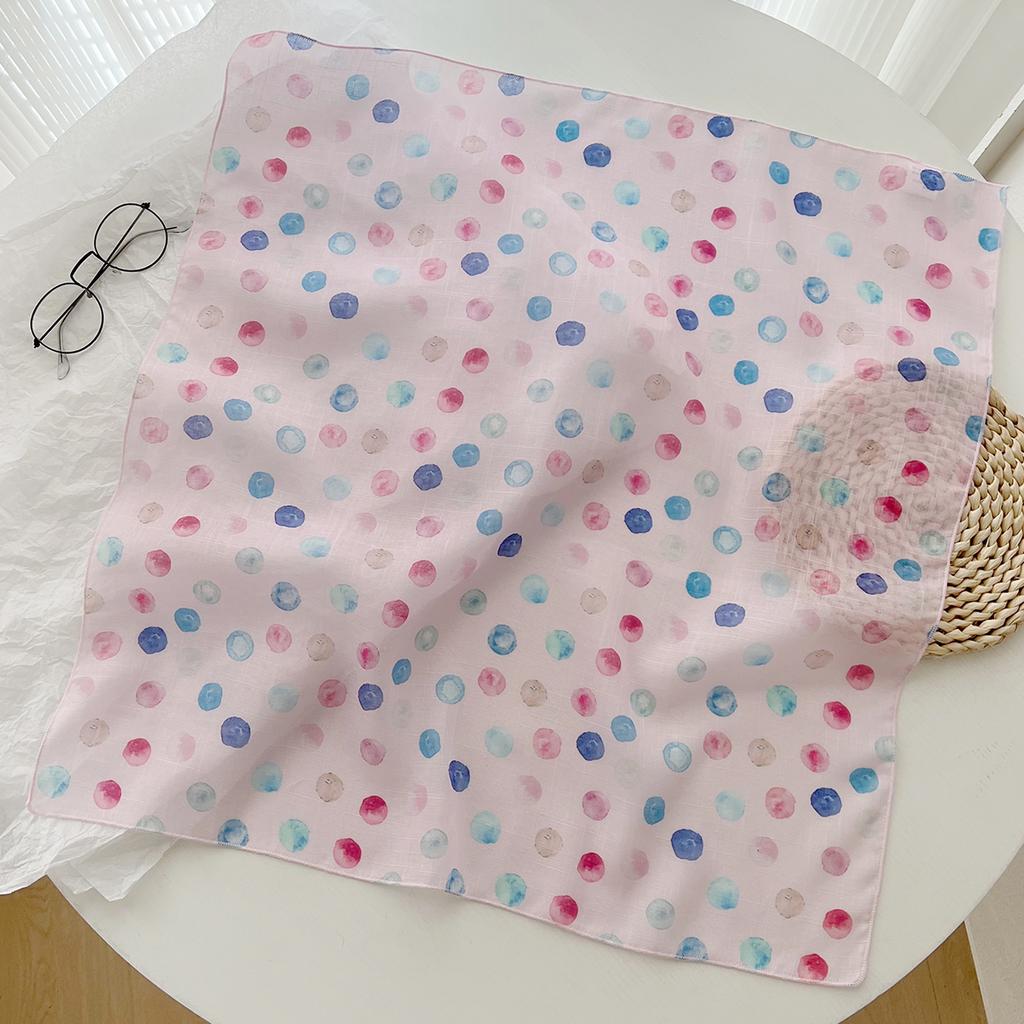 1116 Summer New Cotton and Linen Polka Dot Small Square Scarf Female Korean Version Foreign Style Versatile Scarf Headband Fashion Scarf Silk Scarf