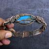 Natürlicher Arizona Türkis Edelstein Kupferdraht Wickel Armreif Verstellbar v0l18