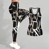 Completo Yoga da Donna con Stampa Geometrica e Graffiti Moda Leggings Allenamento Fitness Sportivo Set Yoga Casual Tuta Sportiva