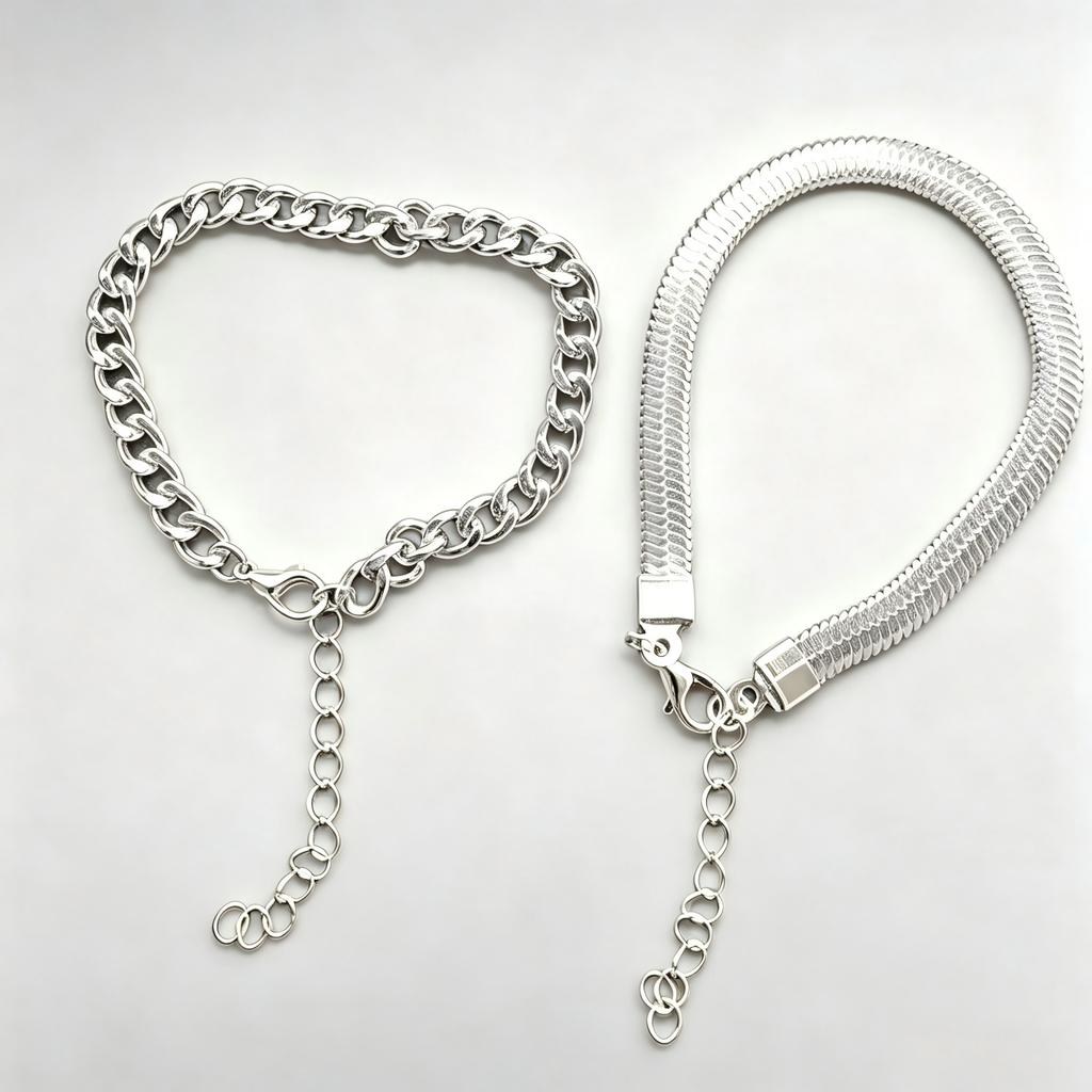Fashion light luxury double-layer stacked bracelet, titanium steel Cuban chain, snake bone chain, unisex and versatile high-end jewelry