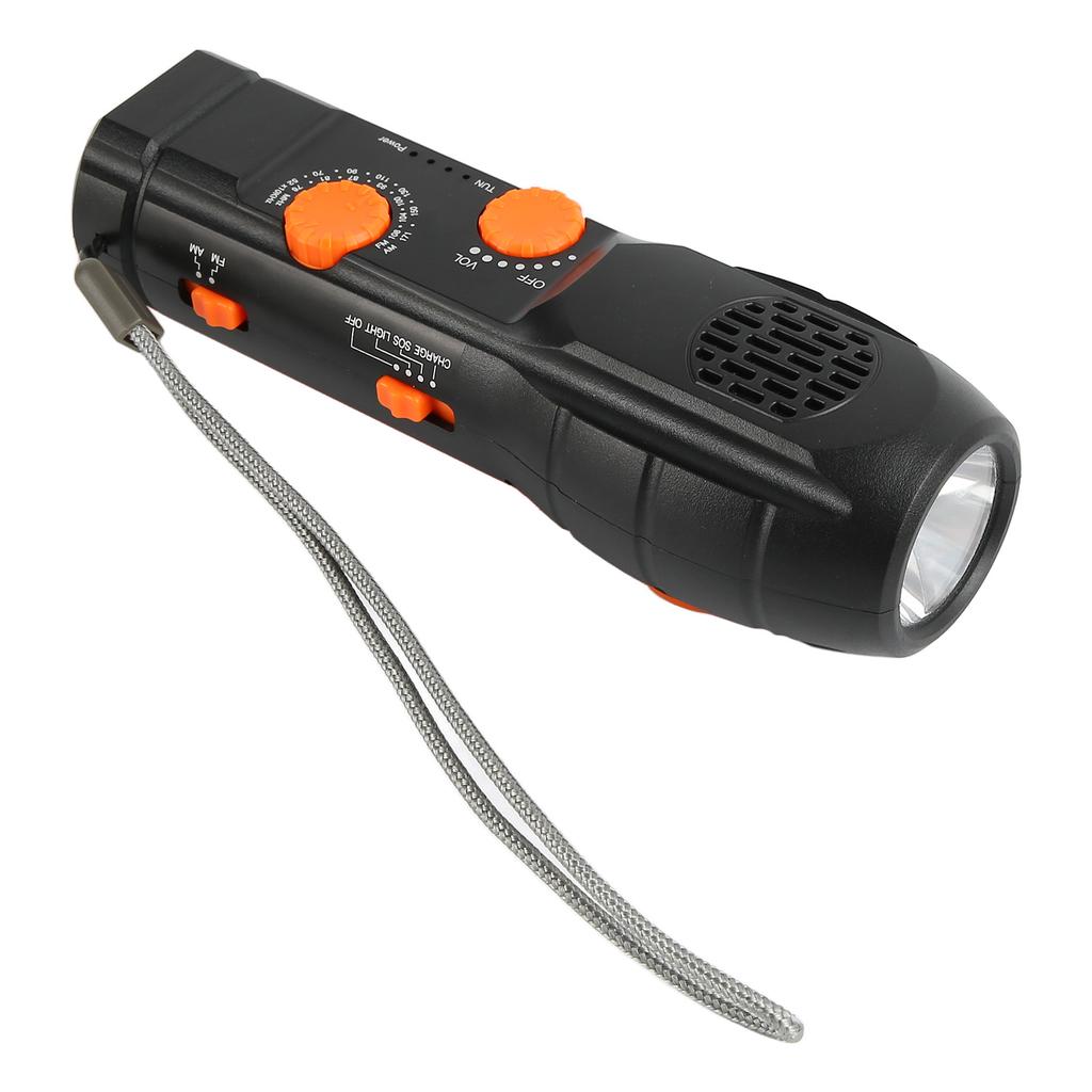 Flashlight Emergency Radio AM FM USB Charging SOS Alarm 1200mAh Small LED Hand Crank Radio for