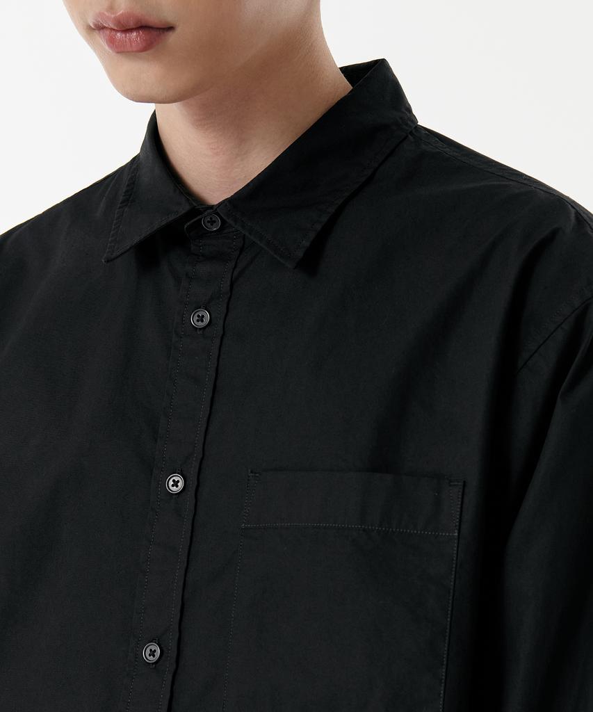 MUSINSA STANDARD Relaxed Washed Poplin Shirt [Black]