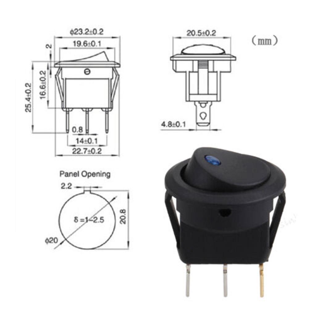 LED Round Switch For Additional Electronics Round Rocker