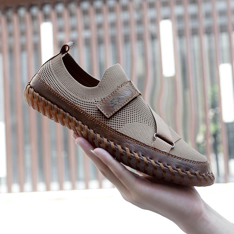 Fashion New Gift Loafers Comfortable Men's Solid Color Slip-On Flats Non-Slip Casual Shoes Outdoor Business Shoes Leisure Mesh Moccasins