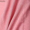 ZANZEA Women Casual Stand Collar Short Sleeve Irregular Blouse