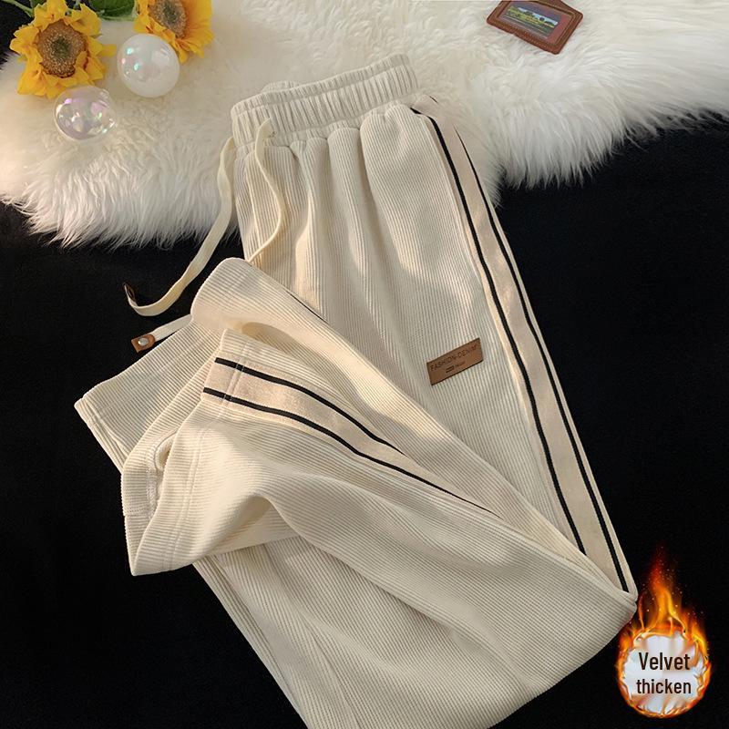 

Мужские полосатые вельветовые спортивные штаны - Повседневные, свободные, прямого кроя для весны и осени 3XL