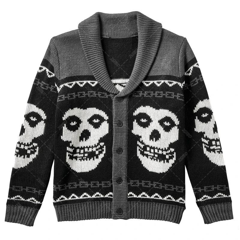 

2025 Europe Y2K Style Unisex Loose Lapel Button Knit Cardigan Sweater for Autumn/Winter 2X Large чорний