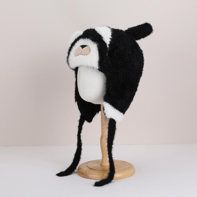 Children's hat cartoon cute plush bear pullover hat winter outdoor cold protection ear protection knitting