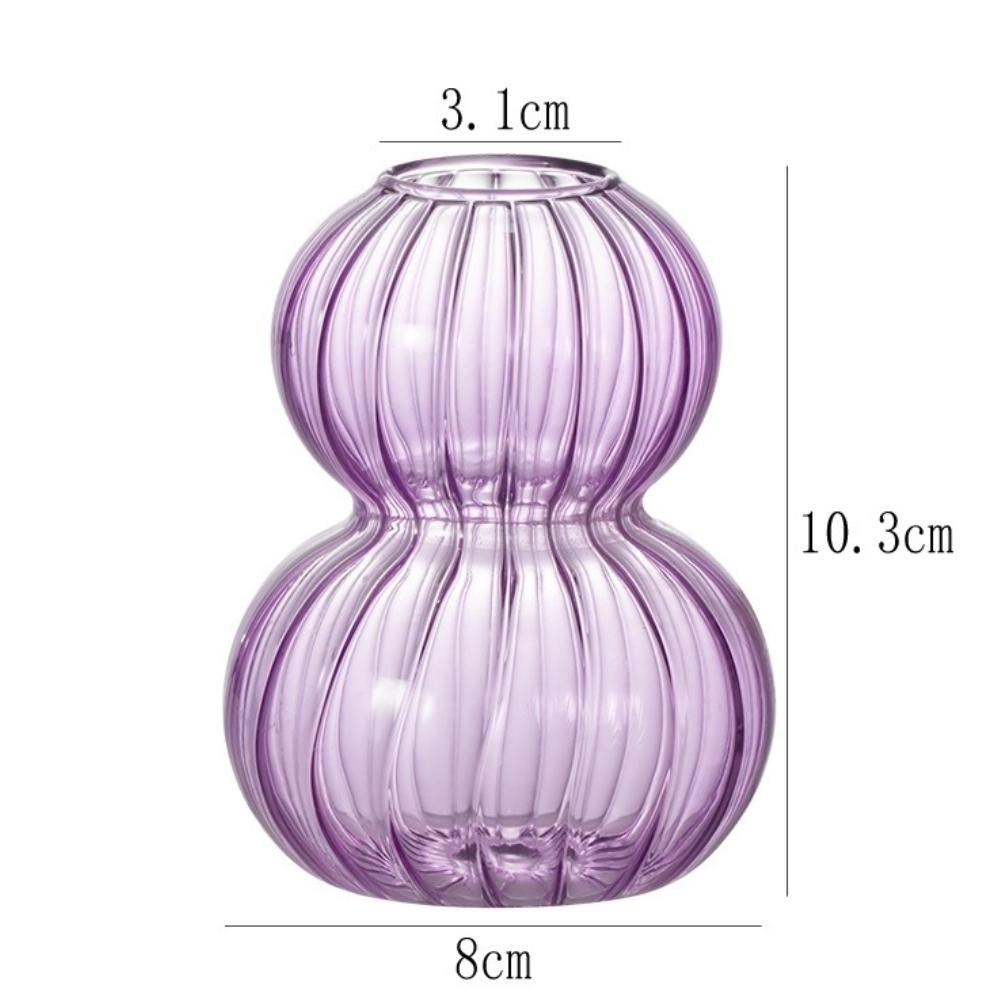 Nordic Style Vertical Striped Glass Gourd Shaped Transparent Glass Vase Desktop Home Office Decoration Housewarming Gift