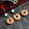Peach Wood Carved Xiangyun Peace Buckle Pendant DIY Jewelry Accessory Craft Ornament Hanging Decoration Lucky Amulet Pendant