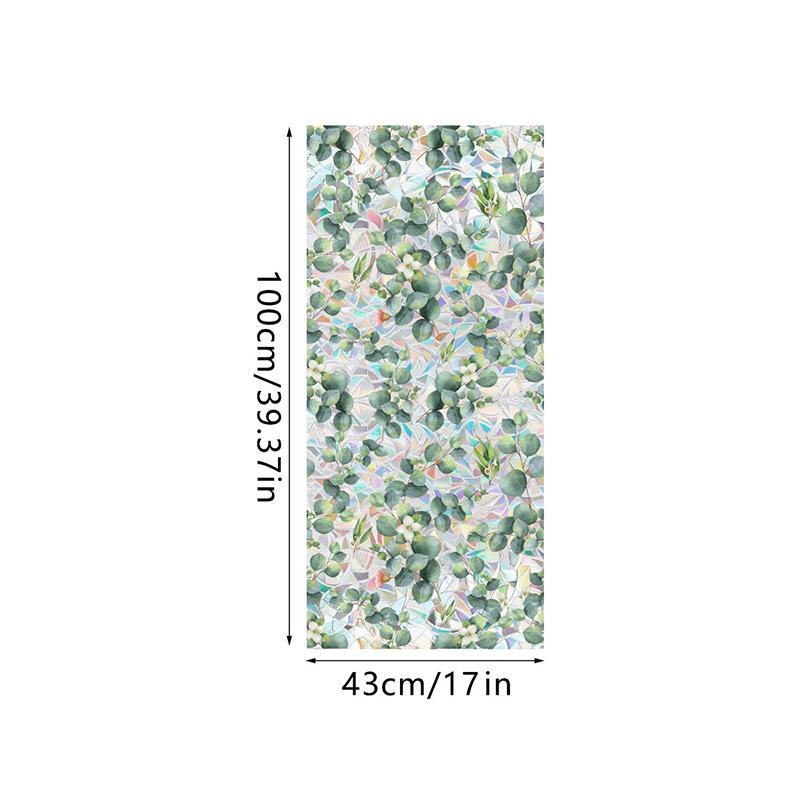 Window Film Static Cling Privacy Protection Stained Glass Film PVC Stained Colorful Plants Flowers Printed Home Decor Stickers