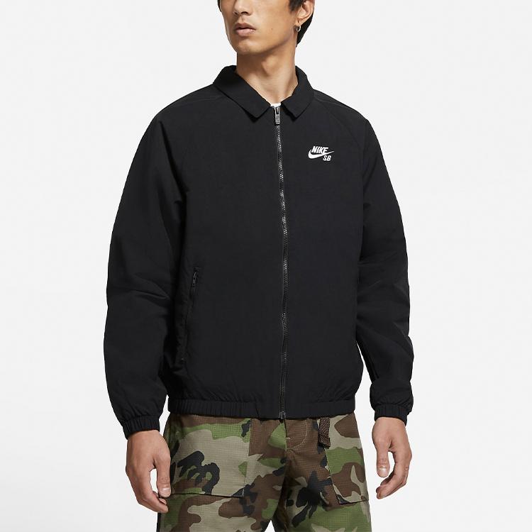 Nike SB Long Sleeve Skateboarding Woven Logo Jacket Men Jackets Black CV4306-010