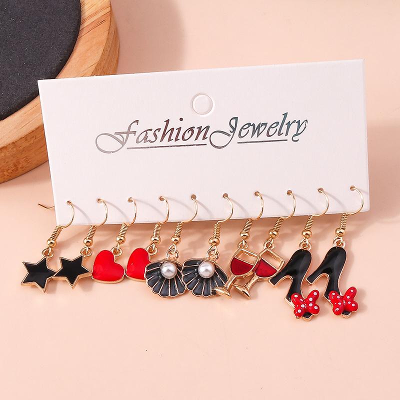 Cute Enamel Love Heart Drop Earrings for Women Girls Animal Flower Butterfly Earrings Kids Jewelry Set Gifts