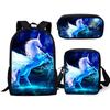 Fashion Novelty Rainbow Unicorn 3D Print 3pcs/Set pupil School Bags Laptop Daypack Backpack Inclined shoulder bag Pencil Case