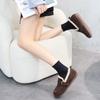 Leather plush shoes for women's winter 2025 new popular thickened warm one-pedal flat-bottomed beanie cotton shoes for women
