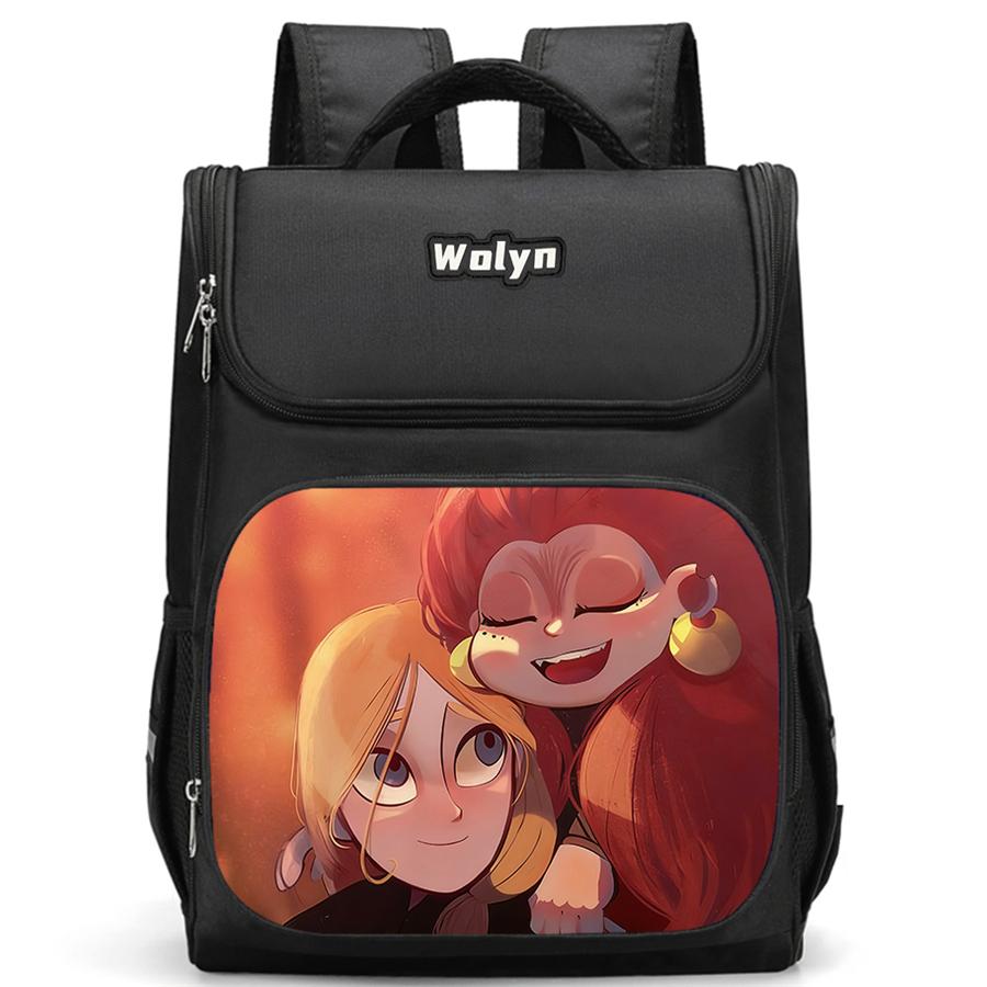 Schulrucksack mit mehreren Fächern, Geeignet für Jungen, Großer Cartoon-Wolfwalkers-Rucksack, Strapazierfähiger Kinderrucksack für 6-10