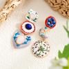 New Trendy Elegant Geometry Oil Dripping Pendant Earrings for Women Exquisite Flower Moon Drop Earrings Party Jewelry Gifts
