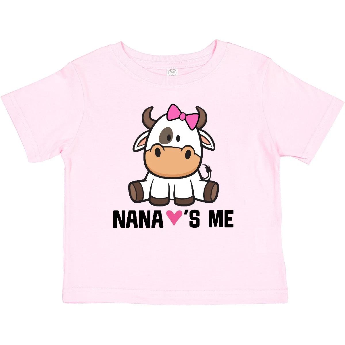 Inktastic Nana Loves Me Girl Cow Baby T-Shirt Girls Farm Animal Grandchild Tees 140