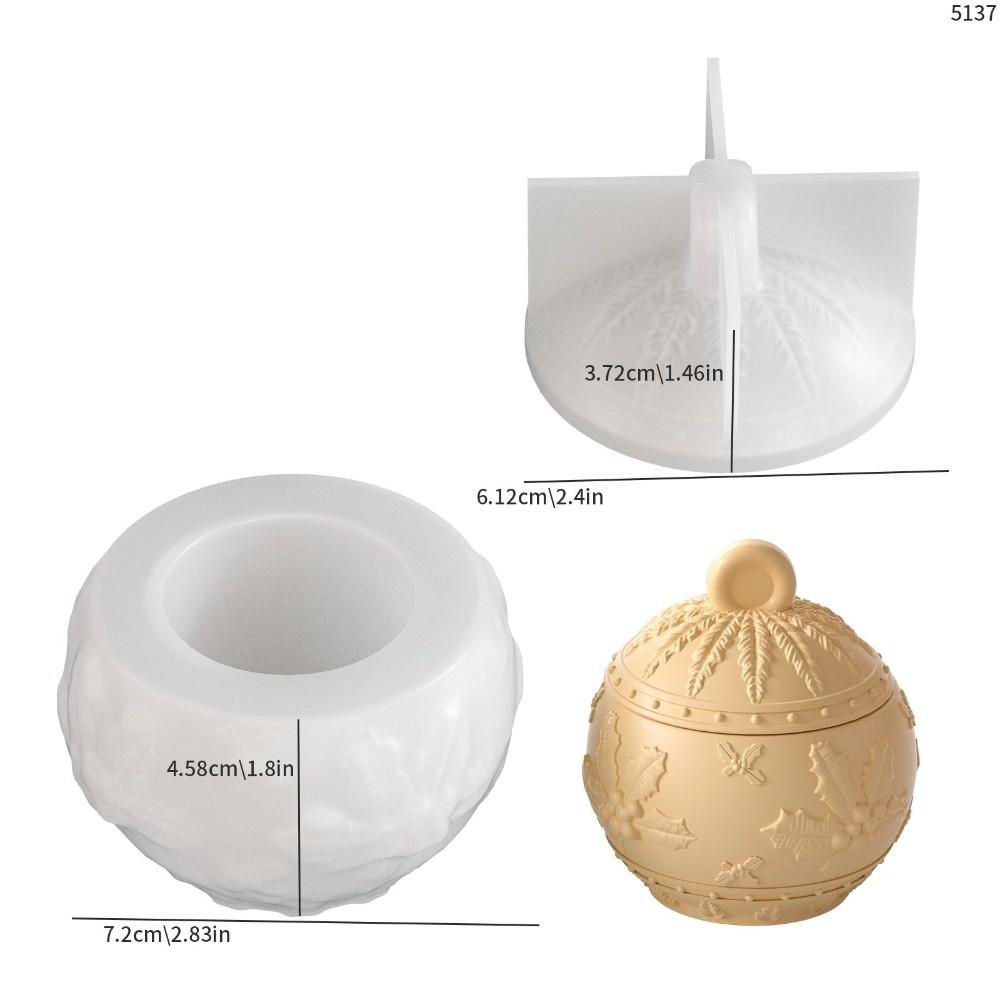 New Silicone Candle Jar Mold with Lids Craft Making Plaster Resin Molds 3D Relief Berry Design Storage Box Mold Christmas Decor