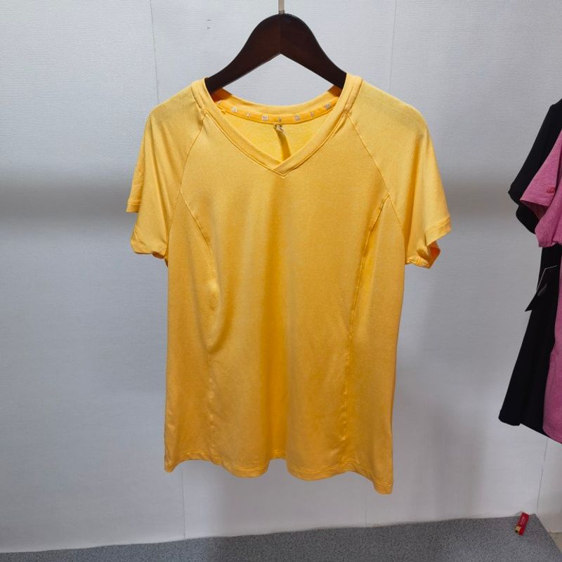 

Экспорт Летняя Футболка с Коротким Рукавом Быстросохнущая Одежда Женская Футболка Женская Спортивная Футболка с Коротким Рукавом Куртка для Йоги Силуэтная Приталенная V-образный вырез Тонкая Yellow L