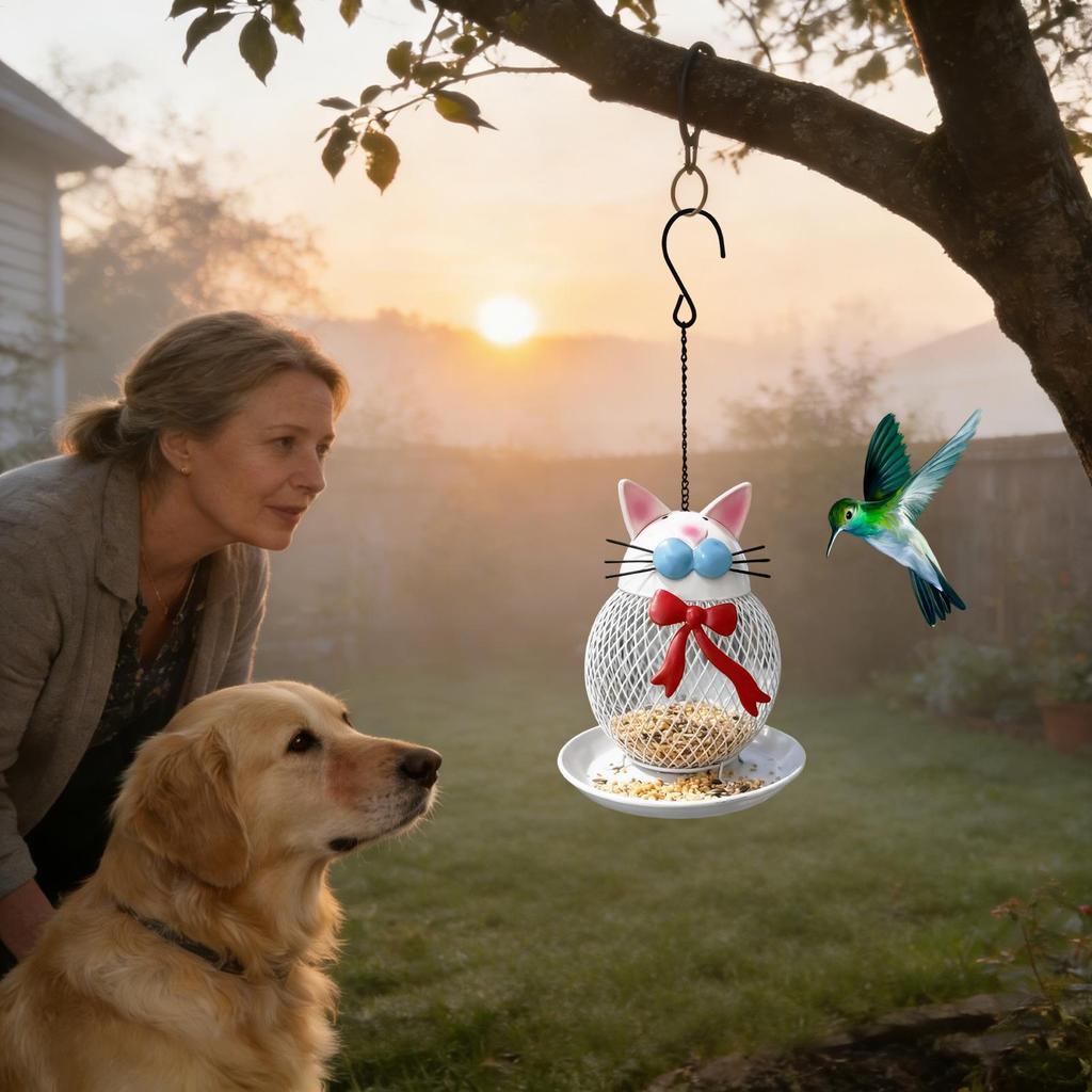 Bird Feeder Metal Cat Squirrel Proof Feeding Station Hangable Bird Feeder for Finch Garden Backyard Balcony Porch Patio Yard