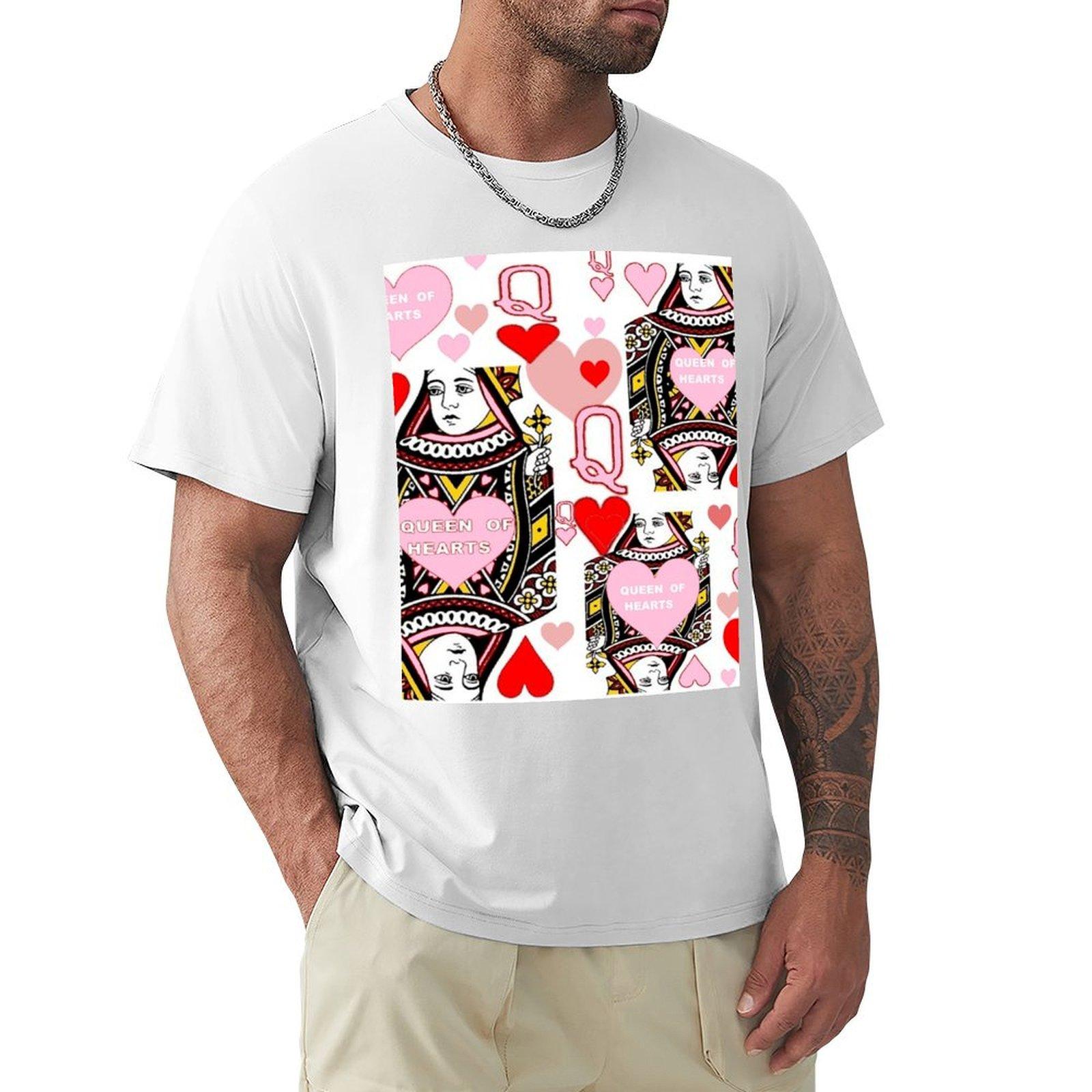 RED  PINK QUEEN OF HEARTS CASINO ART TShirt Anime tshirt rapper graphic tees plain black t shirts men S