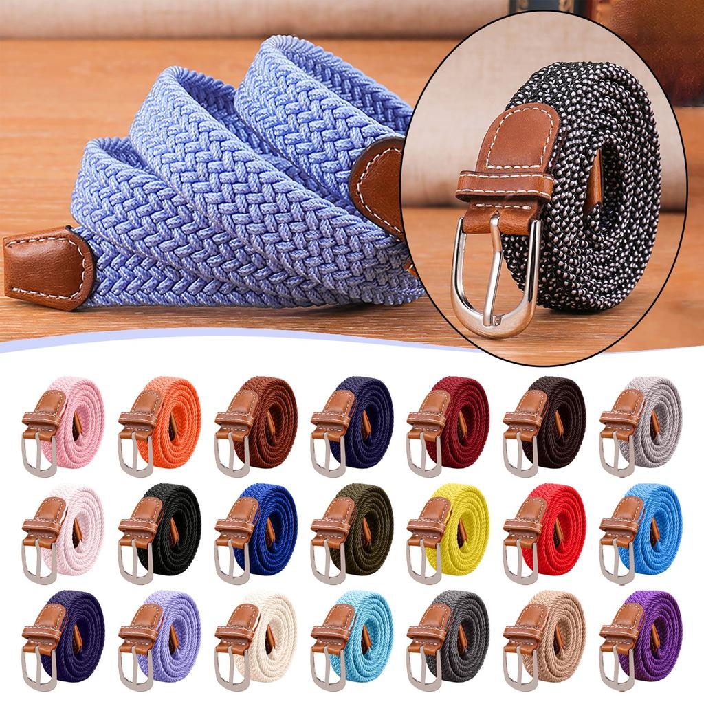Women's Canvas Belt Pin Buckle Casual Fashion Leather Pearl Belt Jeans Pant Belt
