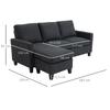 Corner Sofa, Sofa Set, with Reversible Chaise Longue, 197 X 139 X 91cm, Dark Grey