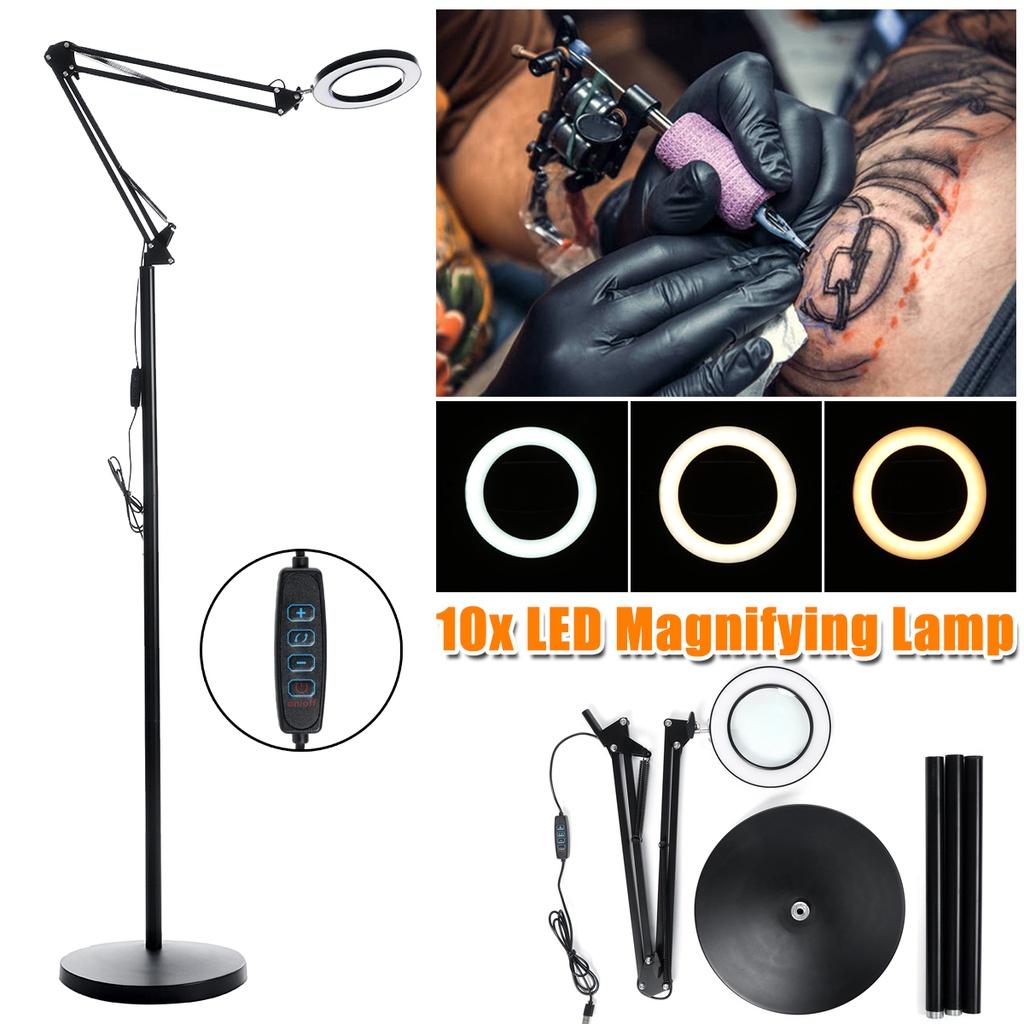 10X Diopter LED Magnifying Floor Stand Lamp Eye Protection Magnifier Glass Ligth Len Facial Light Beauty Salon Nail Tattoo Black/White
