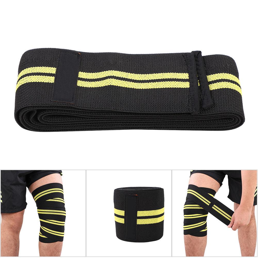 Fitness Knee Bandage Elastic Kneepad Straps for Gym Weightlifting Outdoor Sports (Black&Yellow)