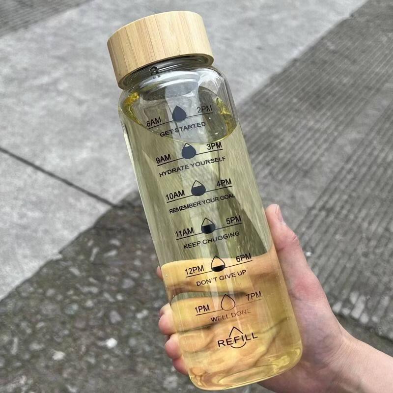 ZISIZ Large Capacity Borosilicate Glass Water Bottle