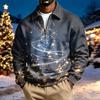 Herren lässiger Sweatshirt mit Kragen und Weihnachtsdruck