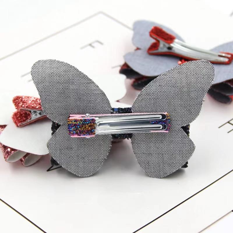 Girls Cute Sequins Double Butterfly Hair Clip Bow Hairpins DIY Headwear Bow Decor Hairgrip Toddler Hair Accessories