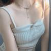New Spring and Summer Design Kink High Waist Strap Breast Versatile Knitted Suspender Vest with Short Top for Women