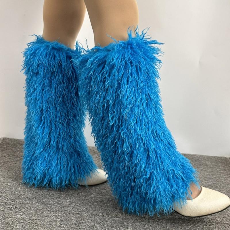 Faux Furs Leg Warmer,Warm Soft Cozy Fuzzy Leg Warmer Boot Cuffs Cover for Women Party Costumes Boot Sleeves Boot Covers