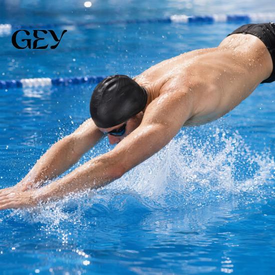 Short Hair Swim Cap Adults Silicone Swimming Cap, Waterproof Non-slip Elastic Pool Hat, Men Soft Women Ear Protection Bathing for Long