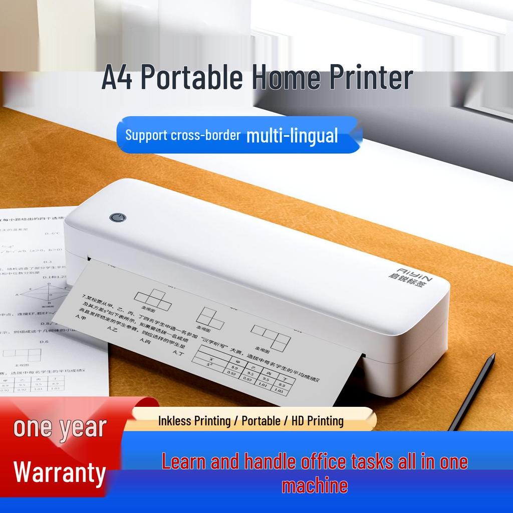 A4 Bluetooth Thermal Label Printer - Portable & Mobile for Home Use
