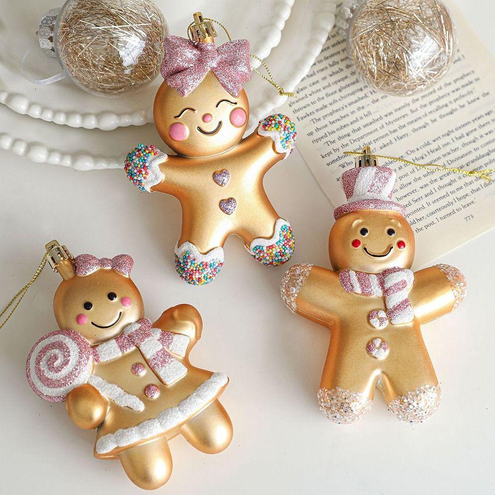 Gingerbread Man Christmas Hanging Decoration Gold Party Atmosphere Decoration  Gift